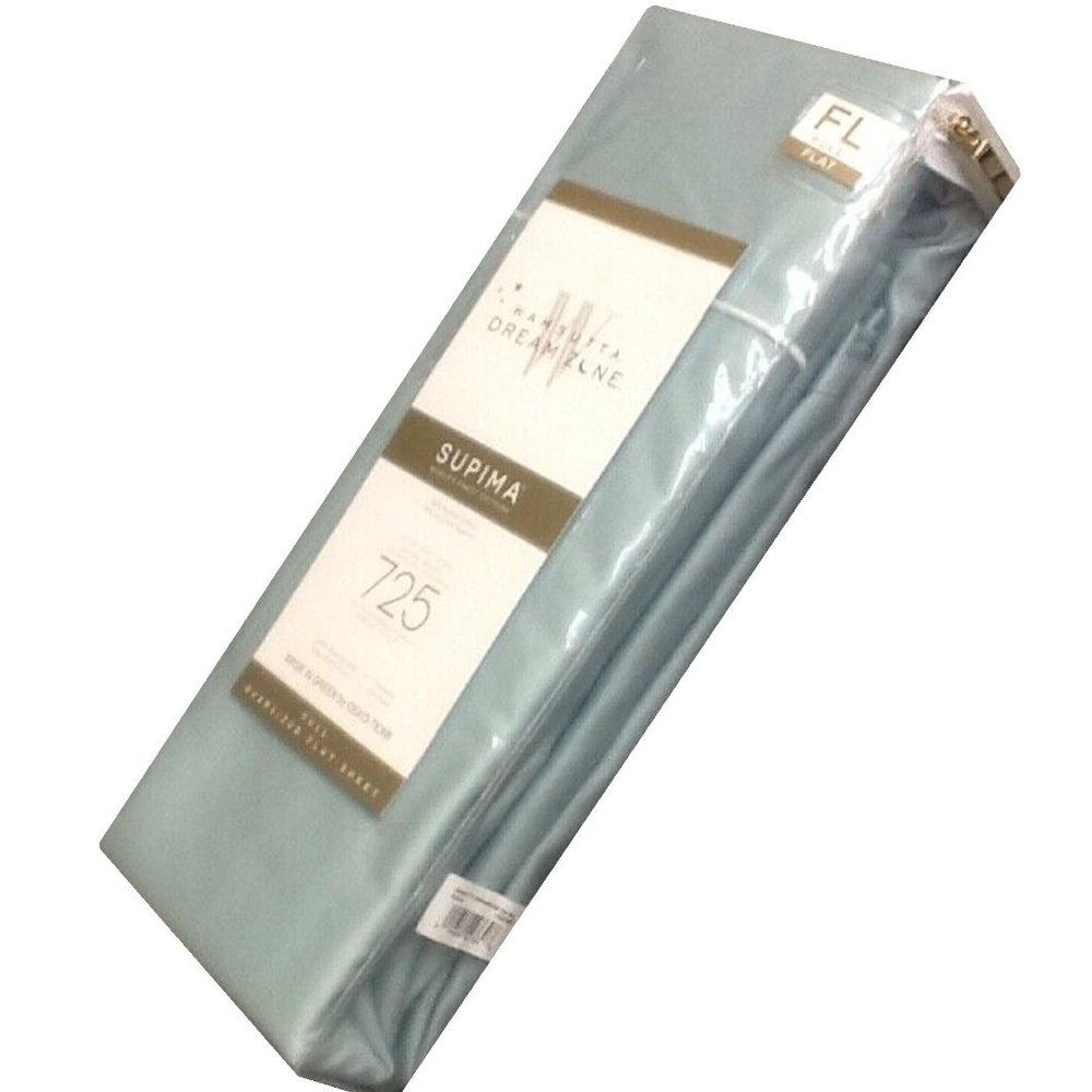 new AQUA Wamsutta Dream Zone 725 TC 100% Supima Cotton Sateen FULL Flat Sheet